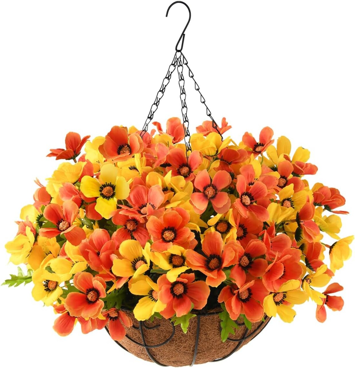 Artificial Fake Hanging Plants Flowers with Basket for Fall Outdoor Decor